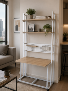 <b>Modern</b> Wood Panel Ladder Bookcase Wall Mounted Storage <b>Shelf</b> Display Rack for Living Room Home Office Student Book Case Factory - Product Image 2