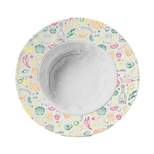 หมวกบักเก็ตพิมพ์ลายอาหารเม็กซิกัน โลโก้แบบกำหนดเอง ลายเส้นอาหาร หมวกกันแดดแบบซับลิเมชั่นสำหรับทุกเพศ หมวกชาวประมงสำหรับโปรโมทร้านอาหาร - Product Image 3