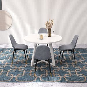 Set da pranzo rotondo grigio con 4 eleganti sedie di Evatt - Product Image 3