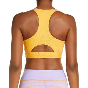 Soutien-gorge de sport simple pour femme avec coussinets amovibles, bretelles réglables, maille respirante, écologique, séchage rapide pour le yoga et la gym - Fermeture avant - Product Image 5