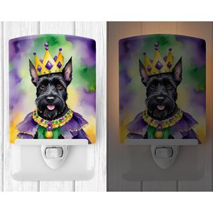 Veilleuse en céramique labellisée UL-Certified Scottish Terrier King Mardi Gras compacte 6x4x3 multicolore pour chambre à coucher salle de bain chambre d'enfant couloir - Product Image 2