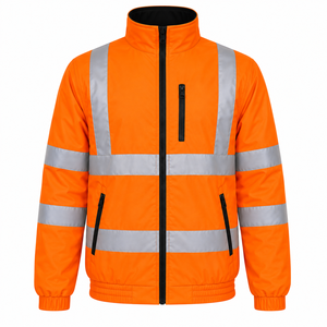 Custom Logo Mens Industry <b>Jacket</b> <b>High</b> <b>Visibility</b> Tape Stand Collar Zipper Pockets Safety Outerwear Custom Workwear <b>Jacket</b> - Product Image 1
