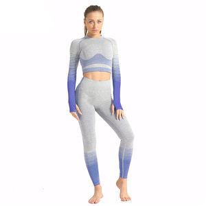 Nouvel arrivage : Ensemble de yoga pour femme, motif écossais, taille élastique, qualité supérieure, option logo personnalisé, tenue de fitness 2 pièces - Product Image 2