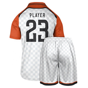 Ensemble de maillots de football personnalisables pour hommes, 100% polyester, maille respirante, séchage rapide, short à sangles réglables, fermeture à cordon, nom d'équipe personnalisé - Product Image 2