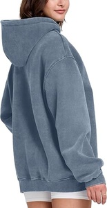 Oversized Hooded Sweatshirt Solid Blue French Terry Pocket Casual <b>Pullover</b> <b>Men</b> Autumn Wear Regular Fit - Product Image 2
