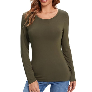 เสื้อยืดแขนยาวผ้าฝ้าย 100% เป็นมิตรกับสิ่งแวดล้อม พิมพ์โลโก้ได้ตามต้องการ สำหรับผู้หญิง มีหลายสี ไซส์พลัส - Product Image 6