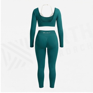 Conjunto de Yoga de 2 Piezas North Approach, Cierre Frontal Completo, Color Negro Sólido, Absorbe el Sudor, Ropa Deportiva para Mujer - Product Image 2