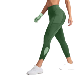 High Waist Solid Color Leggings With Pockets Stretch Breathable Full Length Sporty Knitted Women's Leggings - Product Image 4