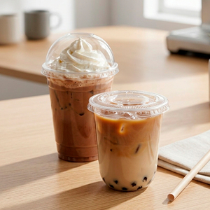 16oz Disposable <b>Plastic</b> <b>Cups</b> with Lids 95mm for Iced Coffee Tea and Cold Beverages PP Material - Product Image 1