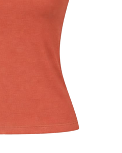 Débardeur Femme Personnalisé en Coton Orange Brûlé avec Bordure en Dentelle, Coupe Ajustée, Sans Manches, Style Basique Doux pour l'Été - Product Image 5