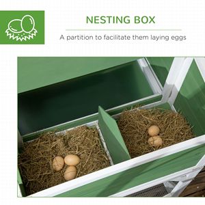Pollaio in legno da 49 pollici con cassetta nido e tetto in asfalto verde - Ideale per allevamenti di polli e conigli, tipo A, gabbie per animali - Product Image 6