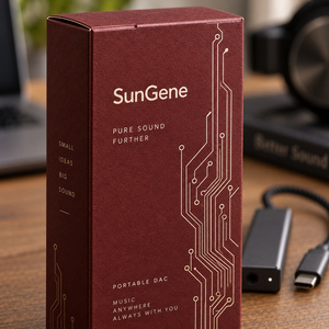กล่องกระดาษพับได้อัตโนมัติ SunGene สำหรับอุปกรณ์เสริมเครื่องเสียงพกพา สีแดงเบอร์กันดีและสีขาวเชลล์ - Product Image 3
