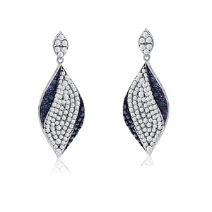 2.30 Cttw Round Cut Natural White & Blue Diamond Drop Dangle <b>Earrings</b> for Womens in 925 Sterling Silver, Prong Set Screw <b>Back</b> - Product Image 1