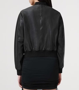 <b>Women</b> Genuine <b>Leather</b> Cropped <b>Bomber</b> <b>Jacket</b> Biker Style Motorcycle Fashion <b>Jacket</b> - Product Image 2