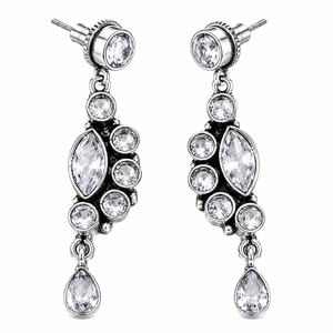 Boucles d'oreilles pendantes plaquées argent oxydé Trade Assurance |   Fournisseur en gros de bijoux de mariage bohèmes faits à la main pour femmes - Product Image 1