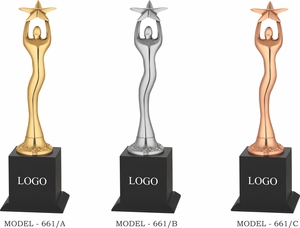 Elegant Cultural Award <b>Trophies</b> Graceful Lady Shape Metal Achievement Awards In Golden Silver Bronze Finishes For Ceremonies - Product Image 3