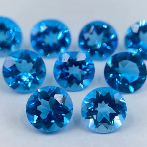 พลอยบลูโทแพซสวิสทรงกลมเจียระไน ขนาดต่างๆ 1.25 มม. ถึง 10 มม. สำหรับทำเครื่องประดับ - Product Image 1