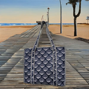 Sac fourre-tout artisanal style vacances, couleur unie, fermeture éclair, design spacieux, sac à bandoulière pour femme, en tissu matelassé, grande taille - Product Image 2