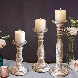 Elegante Portavelas de Madera Hecho a Mano, Ecológico, para el Hogar, Hotel, Restaurante, Boda, Navidad, Fiesta, Decoración Rústica - Product Image 1