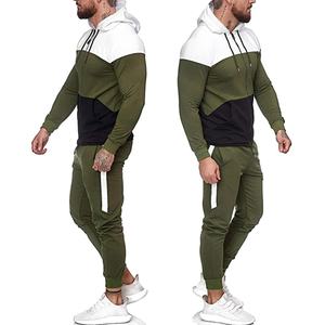 Chándal con capucha para hombre, sudaderas con capucha de 2 piezas, pantalones de chándal, conjuntos de chándal para gimnasio, chándales, ropa deportiva de Color contrastante para adultos - Product Image 3