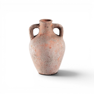 Wabi Sabi Rustic Earthy Orange Handmade <b>Ceramic</b> <b>Vase</b> 2 Handles Primitive Distressed Clay Pottery Urn for Vintage Home Decoration - Product Image 1