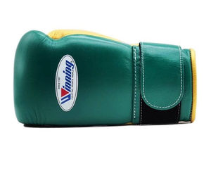 Custom Factory Manufacture Green and Gold <b>Velcro</b> Winning Boxing Gloves Professional Made Genuine Leather MMA Boxing Gloves - Product Image 2
