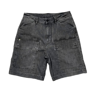 Pantalones Cortos de Mezclilla Cargo Negros para Hombre, Cintura Media, Cierre de Botones, Transpirables, Ecológicos, Estilo Bermuda, Color Sólido, 100% Algodón Canvas - Product Image 2