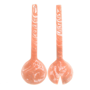 Juego de Servidores de Ensalada de Resina Rosa Marmoleada Hechos a Mano de Alta Calidad |   Par de cucharas y tenedores de acrílico con efecto espiral para vajilla de mesa, artesanía en resina - Product Image 2