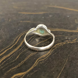 Bohemian Handcrafted Silver 925 <b>Ring</b> Featuring Blue Oval <b>Turquoise</b> Stone - Antique Style Everyday Stacking Jewelry - Product Image 5