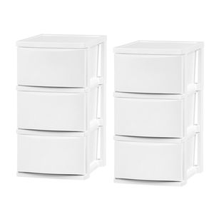 Set di 2 Organizzatori Stretti a 3 Cassetti Bianchi per Camera da Letto e Soggiorno - Product Image 1