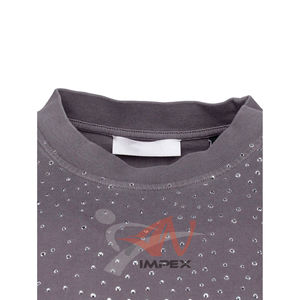 เสื้อยืดแฟชั่นใหม่ทรงโอเวอร์ไซส์ แขนยาว ดีไซน์ประดับเพชรเทียม ผ้าฝ้าย 100% ระบายอากาศได้ดี สวมใส่สบาย สำหรับผู้ชาย - Product Image 3