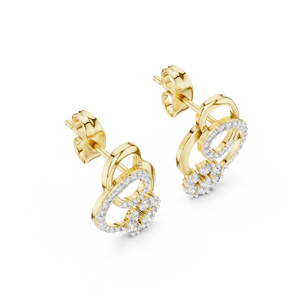 Boucles d'oreilles clous de luxe en or massif 14K avec diamants de laboratoire taille ronde, motif floral pavé, DEF VVS, pour mariée, bijoux fins, vente en gros - Product Image 4