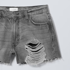Shorts de Mezclilla Desgastados de Cintura Alta para Mujer, Estilo Casual de Verano, Vintage, Corte Regular, Dobladillo Deshilachado, Tela de Algodón, Lavado Claro - Product Image 2