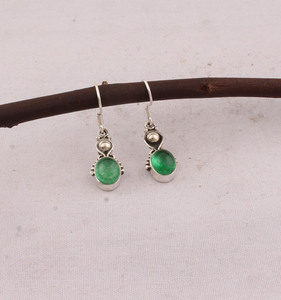 Wholesale 925 Sterling <b>Silver</b> Lapis Lazuli Oval <b>Dangle</b> <b>Earrings</b> Vintage Handcrafted Two Tier Bead Accent Drop Engagement - Product Image 5