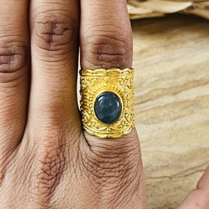 High Demand Brass Labradorite <b>Ring</b> 18k <b>Gold</b> Plated Ornate Vintage <b>Ring</b> Chunky Boho <b>Cocktail</b> Wholesale Statement <b>Ring</b> For Women - Product Image 4