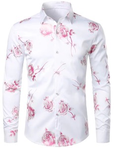 Chemise à manches longues florale pour homme, décontractée et polyvalente, style urbain, col à revers, chic décontracté, en polyester tissé - Product Image 5