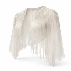 Cape à franges perlées pour adultes en polyester/coton/matériaux divers - Service OEM pour commandes de mariage en gros - Fournisseur direct d'usine - Product Image 3