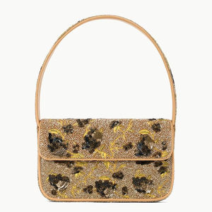 Golden Beaded Shoulder <b>Bag</b> Sequin Floral Pattern Glass Beads Purse Ladies Evening <b>Clutch</b> Party Handbags Handmade Bead Embroidery - Product Image 1