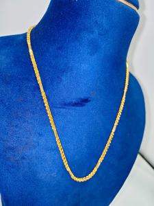 Collier fin unisexe en or jaune massif 22 carats, chaîne à maillons tubulaires et perles fantaisie, or véritable 916 marqué, bijoux raffinés - Product Image 2