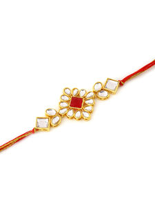 Rakhi de Diseño Royal Kundan, Joyería Hecha a Mano con Hilo Ajustable para Hermanos, Regalo Perfecto para el Festival Raksha Bandhan - Product Image 5