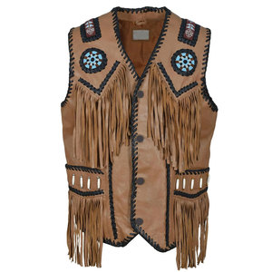 High Quality Custom Men's Fashion Vintage Motorcycle Suede Leather Vest Loose High Metal Hooks Closing Sleeveless Leather Vest - Product Image 1