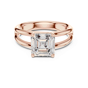 Bague de fiançailles solitaire en diamant de laboratoire taille Asscher 2 carats, or 14K 18K, à quatre griffes, avec tige fendue, bijoux de mariée - Product Image 1