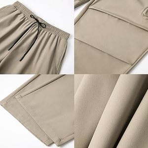 Men Khaki <b>Harem</b> Cargo Pants Elastic Waist Multiple Pockets Casual Loose Fit Breathable Canvas <b>Trousers</b> Autumn Style - Product Image 5