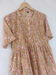 Robe longue bohème pour femme en coton imprimé, confortable, sans plis et respirante, coupe évasée, export en gros - Product Image 3