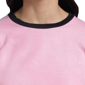 Pink <b>Cropped</b> Long Sleeve <b>Sweatshirt</b> Women's O-Neck Solid Color Casual Wear 100% Cotton Knitted Autumn Style - Product Image 6