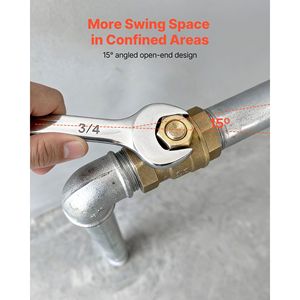 Set di chiavi combinate metriche SAE da 42 pezzi, a 12 punte, con estremità a bussola angolata a 15 gradi e apertura a rotella - Product Image 4