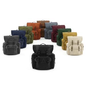 Professional Custom Design Vintage <b>Canvas</b> Backpack For Unisex Large Capacity Travel PU Leather Waterproof Outdoor <b>Back</b> <b>Packs</b> - Product Image 1