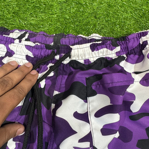 Men's Purple Camouflage Print Quick Dry Board <b>Shorts</b> With Pockets Drawstring Waist Casual Style - Product Image 4
