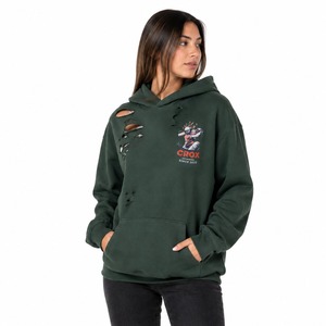 Premium Marken-Damen-Hoodie im Used-Look, aus hochwertigem Material, angenehmes Tragegefühl, stilvolle Distressed-Verarbeitung - Product Image 3