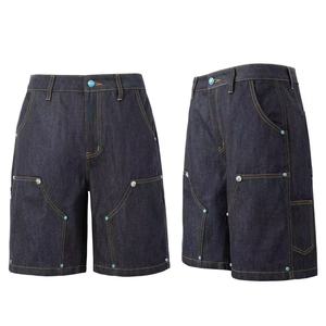 High Quality Custom Men's <b>Shorts</b> Casual American High Street Raw Denim Loose Straight Jorts Jeans for Men - Product Image 1